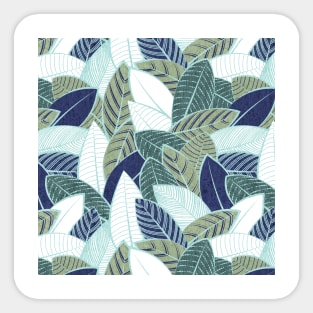 Leaf wall // pattern // navy blue pine and sage green leaves mint lines Sticker